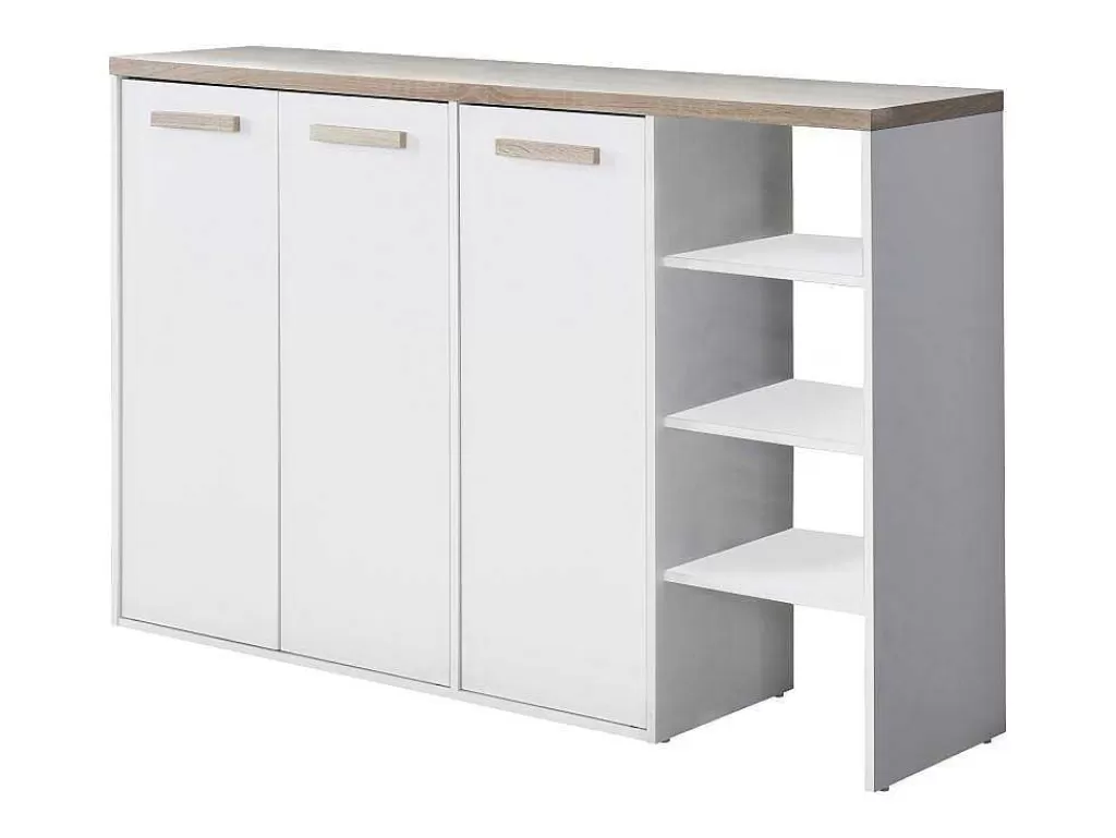 Sapateira*Vente-unique Sapateira Com 3 Portas E 3 Nichos Branco E Natural Claro - Skaido