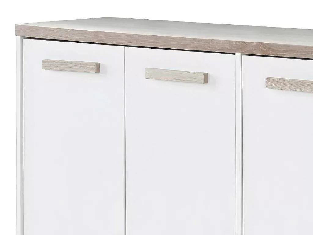 Sapateira*Vente-unique Sapateira Com 3 Portas E 3 Nichos Branco E Natural Claro - Skaido