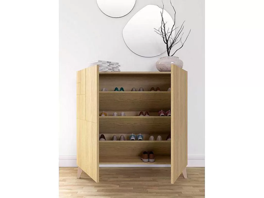 Sapateira*Herdasa Sapateiro/Móvel Organização - H87Cm X L90Cm X P27Cm Chene Dore Bergen