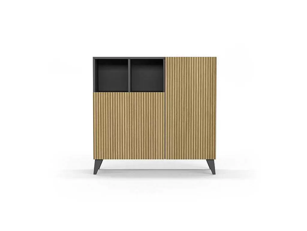 Sapateira*Herdasa Sapateiro/Móvel Organização - H87Cm X L90Cm X P27Cm Cinza Grafite Portas Serrado - Moss