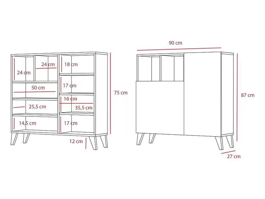 Sapateira*Herdasa Sapateiro/Móvel Organização - H87Cm X L90Cm X P27Cm Cinza Grafite Portas Serrado - Moss