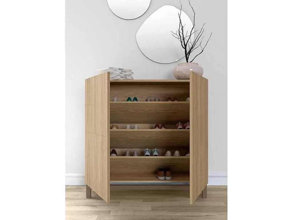 Sapateira*Herdasa Sapateiro/Móvel Organização - H90Cm X L90Cm X P27Cm Carvalho Dourado Pernas Moca - Copenhague