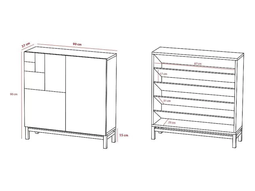 Sapateira*Herdasa Sapateiro/Móvel Organização - H90Cm X L90Cm X P27Cm Nogueira Clara Pernas Cinza - Copenhague