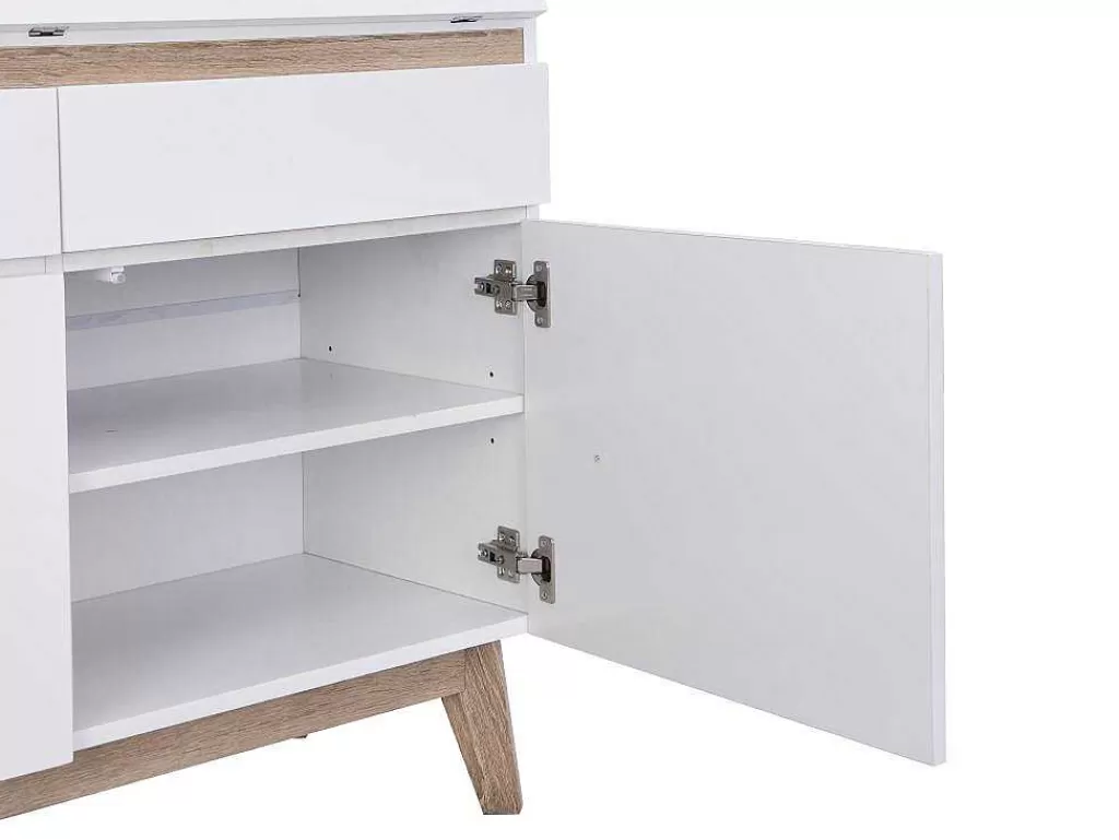 Secretária*Vente-unique Secretária Com 2 Portas E 2 Gavetas Mdf Branco E Natural - Rilesa