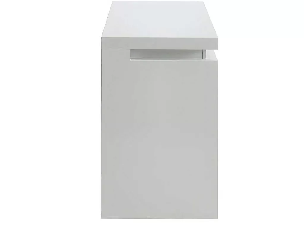 Secretária*Vente-unique Secretária Com 3 Gavetas - Mdf Lacado A Branco - Leds - Emerson