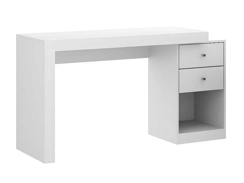 Secretária*Vente-unique Secretária De Canto Com 2 Gavetas E 2 Portas Cor Branco - Evan