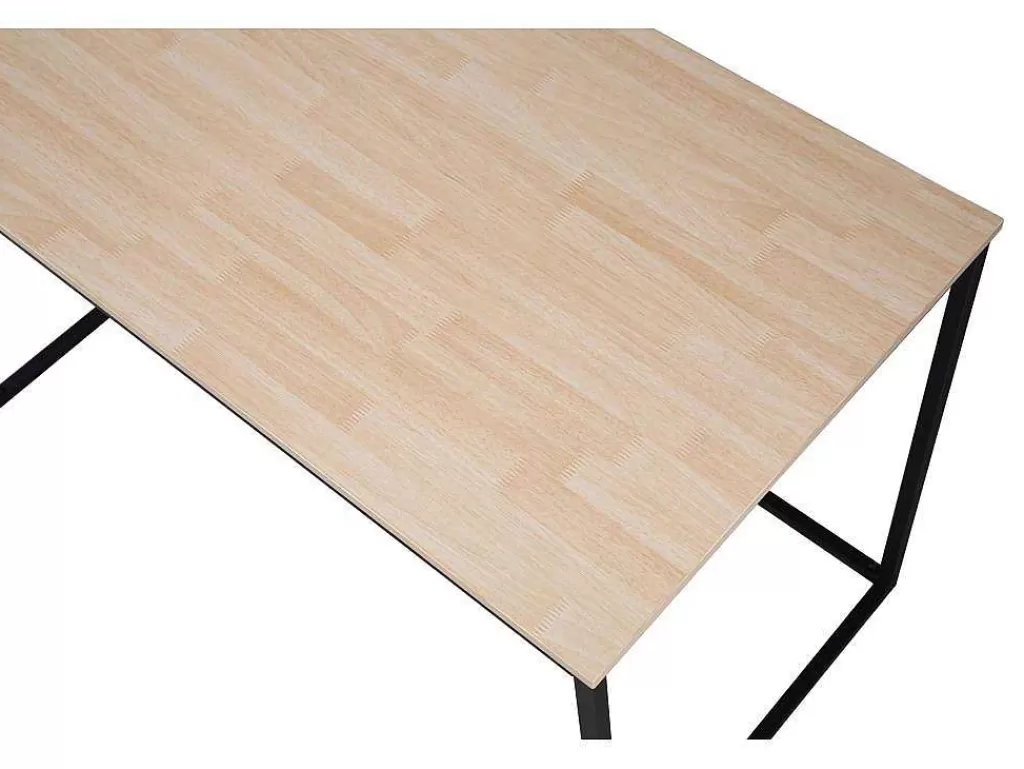 Secretária*Skraut Home Secretária Mia - Tampo Em Carvalho Nordico, 19 Mm De EsPéssura. Pernas De Metal Preto. 120X60X75Cm