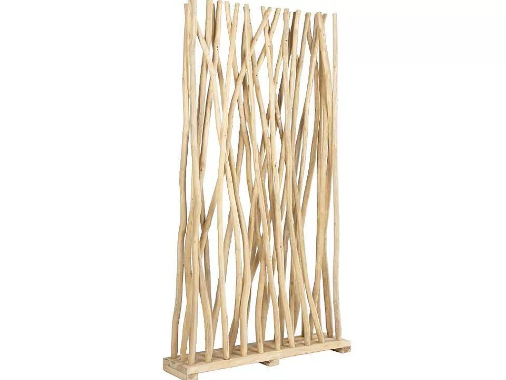 Biombo*OZAIA Separador De Divisao Em Madeira De Teca De C. 100 X L. 25 X A. 180 Cm Cor Natural - Gayana