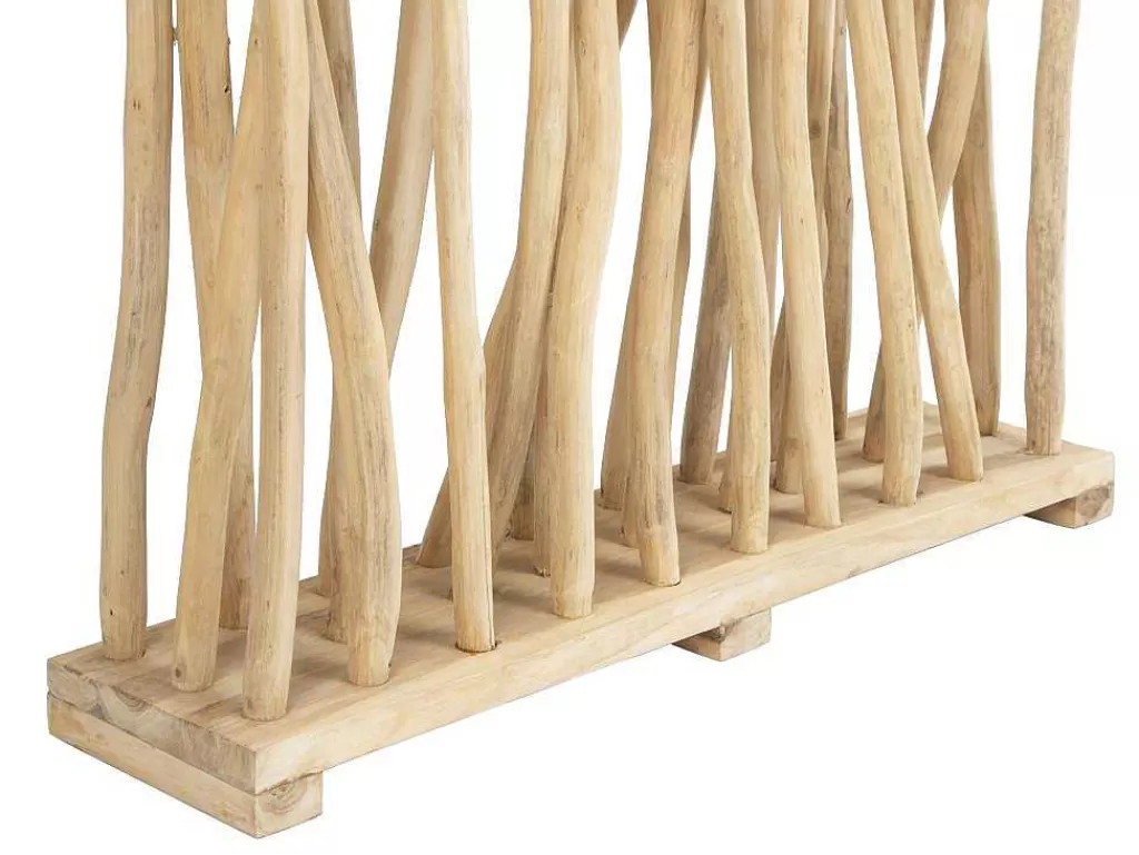Biombo*OZAIA Separador De Divisao Em Madeira De Teca De C. 100 X L. 25 X A. 180 Cm Cor Natural - Gayana