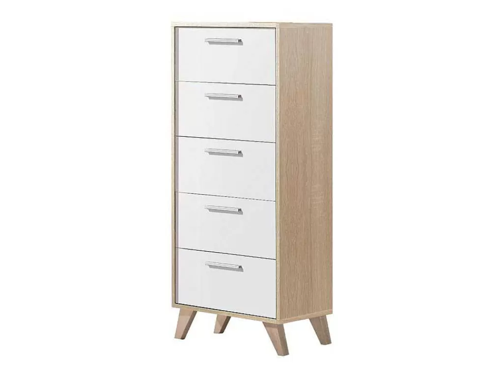 Cómoda*Venprodin Sinfonier 5 Gavetas 99X40X35 Cambriano-Branco