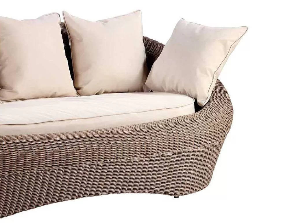 Conjunto Relax De Jardim*MYLIA Sofá 3 Lugares De Jardim Em Resina Entrancada Caramelo - Whiteheaven