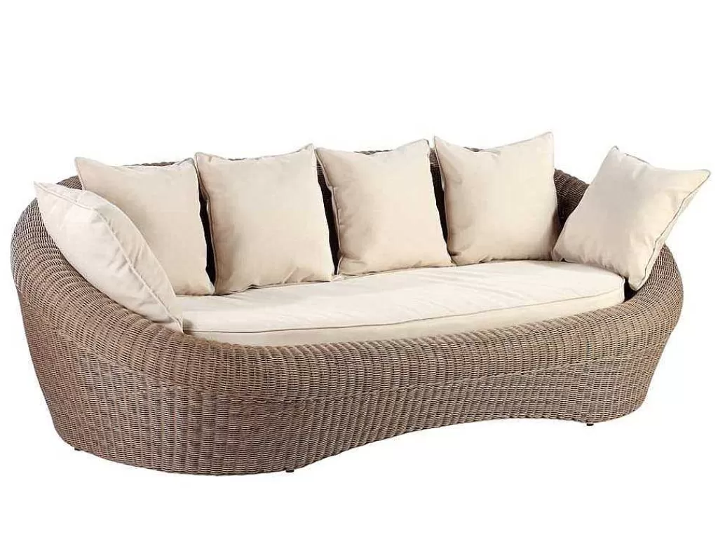 Conjunto Relax De Jardim*MYLIA Sofá 3 Lugares De Jardim Em Resina Entrancada Caramelo - Whiteheaven
