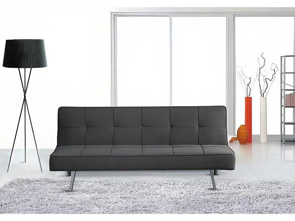 Sofá Cama Clic-Clac E Dobravel*Saldosystocks Sofá Cama 2 Lugares Ainhoa Clic Clac Tecido 175X74Cm Cinza