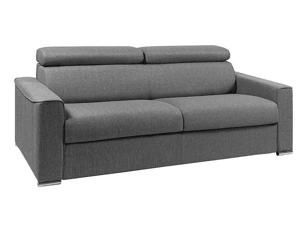 Sofá Cama De Abertura Rapida*Vente-unique Sofá Cama 4 Lugares Abertura Facil Em Tecido Cinzento - Cama De 160 Cm E Colchão De 18 Cm - Vizir