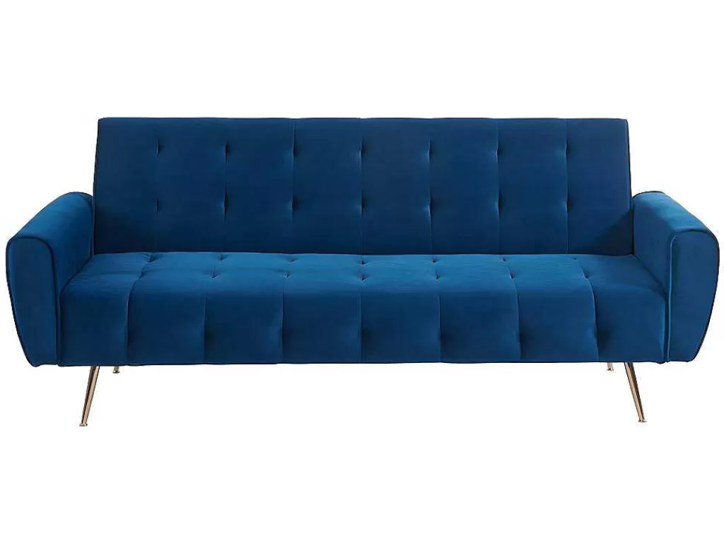 Sofá Cama Clic-Clac E Dobravel*Vente-unique Sofá Cama Clic Calc De 3 Lugares Em Veludo Cinzento Escuro - Polani