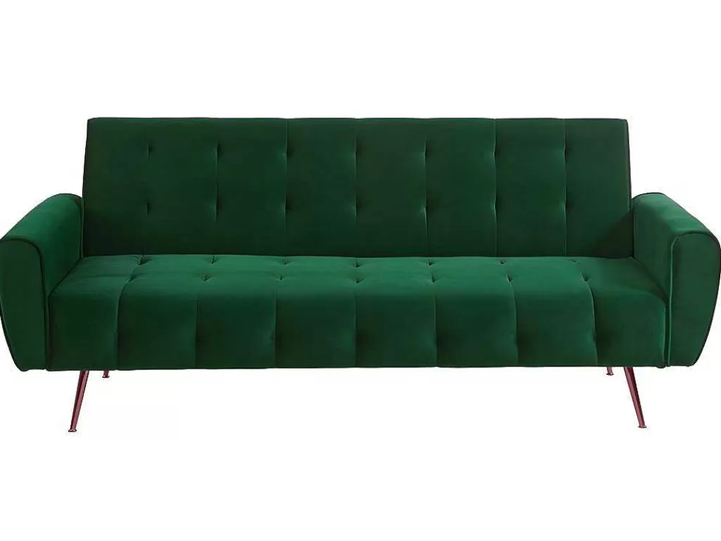 Sofá Cama Clic-Clac E Dobravel*Vente-unique Sofá Cama Clic Calc De 3 Lugares Em Veludo Cinzento Escuro - Polani