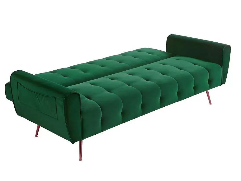 Sofá Cama Clic-Clac E Dobravel*Vente-unique Sofá Cama Clic Calc De 3 Lugares Em Veludo Cinzento Escuro - Polani