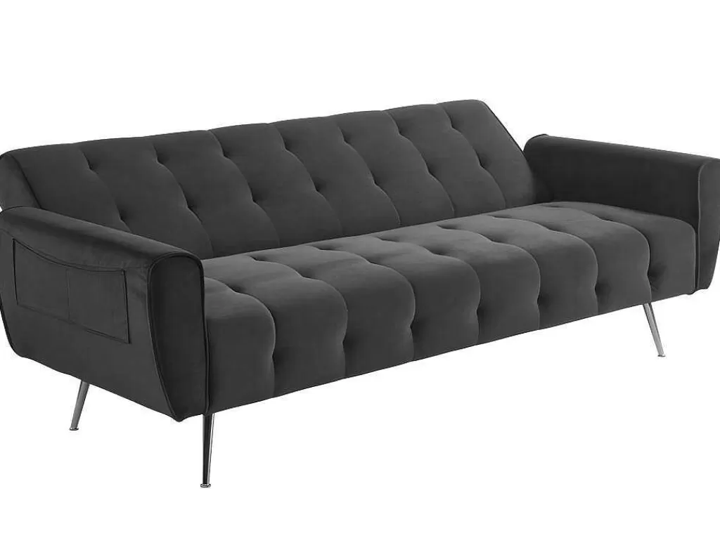 Sofá Cama Clic-Clac E Dobravel*Vente-unique Sofá Cama Clic Calc De 3 Lugares Em Veludo Verde Abeto - Polani