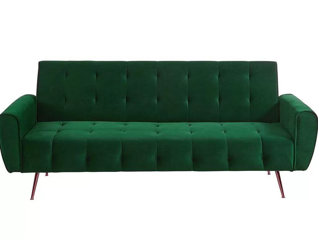 Sofá Cama Clic-Clac E Dobravel*Vente-unique Sofá Cama Clic Calc De 3 Lugares Em Veludo Verde Abeto - Polani