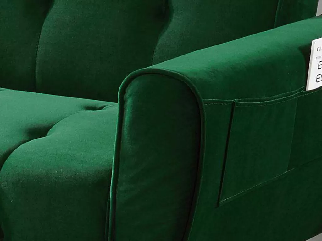 Sofá Cama Clic-Clac E Dobravel*Vente-unique Sofá Cama Clic Calc De 3 Lugares Em Veludo Verde Abeto - Polani