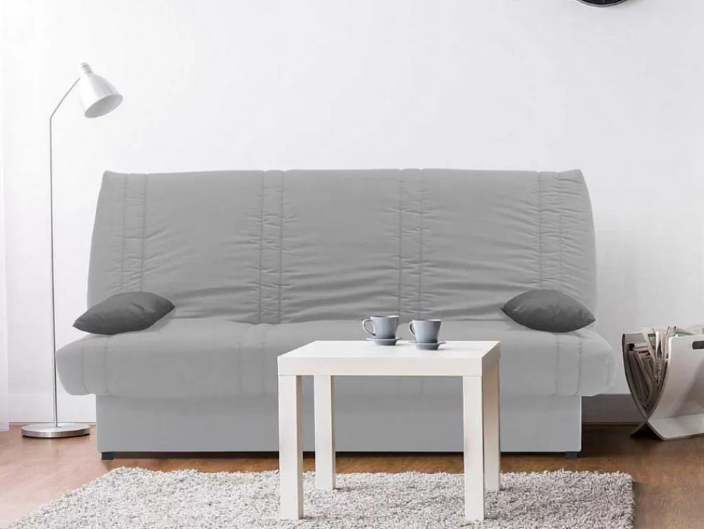 Sofá Cama Clic-Clac E Dobravel*Vente-unique Sofá Cama Clic Clac 100% Algodao Com Espaco De Arrumação Cor Cinza Claro E Almofadas A Contrastar - Farwest Ii