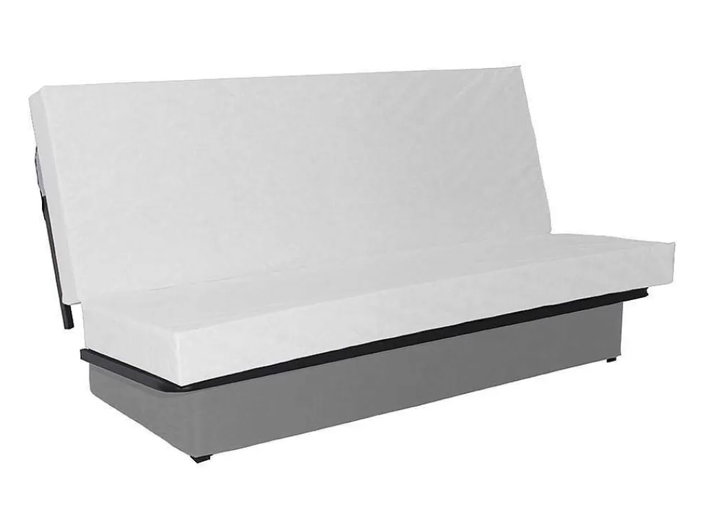 Sofá Cama Clic-Clac E Dobravel*Vente-unique Sofá Cama Clic Clac 100% Algodao Com Espaco De Arrumação Cor Cinza Claro E Almofadas A Contrastar - Farwest Ii