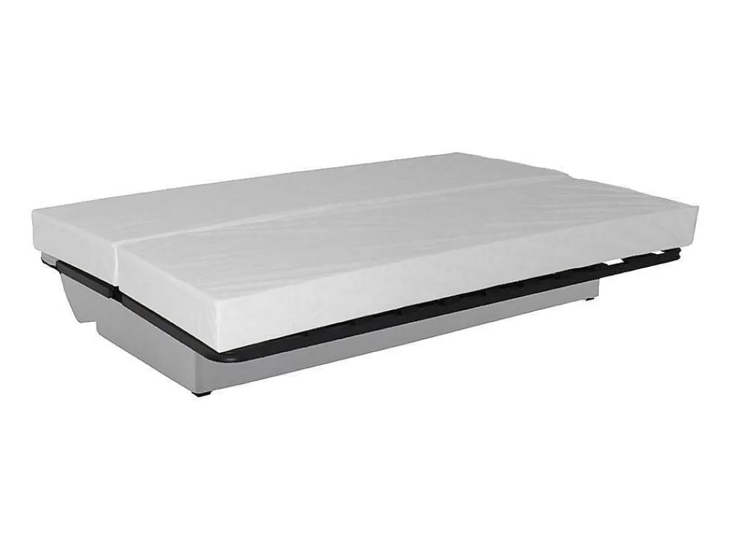 Sofá Cama Clic-Clac E Dobravel*Vente-unique Sofá Cama Clic Clac 100% Algodao Com Espaco De Arrumação Cor Cinza Claro E Almofadas A Contrastar - Farwest Ii