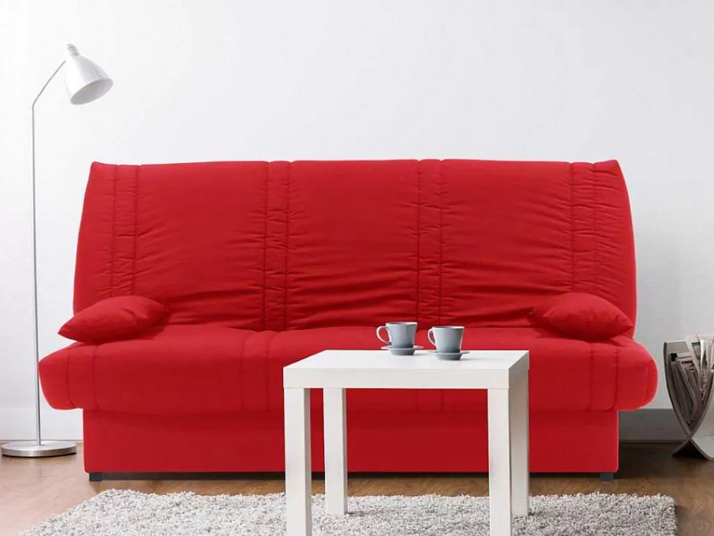 Sofá Cama Clic-Clac E Dobravel*Vente-unique Sofá Cama Clic Clac 100% Algodao Com Espaco De Arrumação Cor Vermelho - Farwest Ii