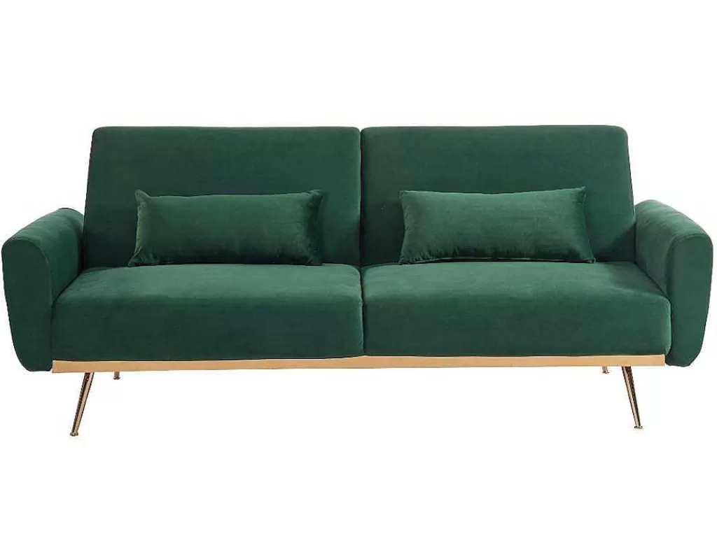 Sofá Cama Clic-Clac E Dobravel*Vente-unique Sofá Cama Clic Clac De 3 Lugare Em Veludo Verde Abeto -Launei