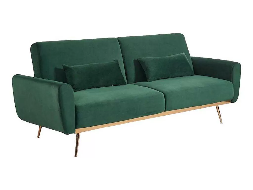 Sofá Cama Clic-Clac E Dobravel*Vente-unique Sofá Cama Clic Clac De 3 Lugare Em Veludo Verde Abeto -Launei
