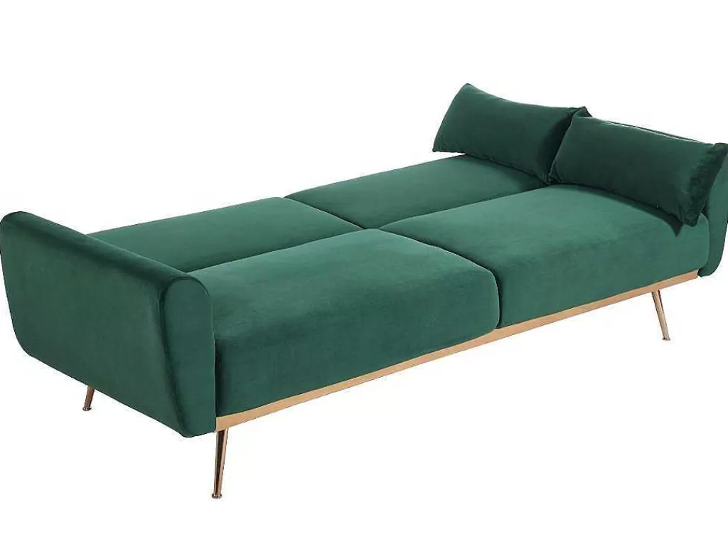 Sofá Cama Clic-Clac E Dobravel*Vente-unique Sofá Cama Clic Clac De 3 Lugare Em Veludo Verde Abeto -Launei