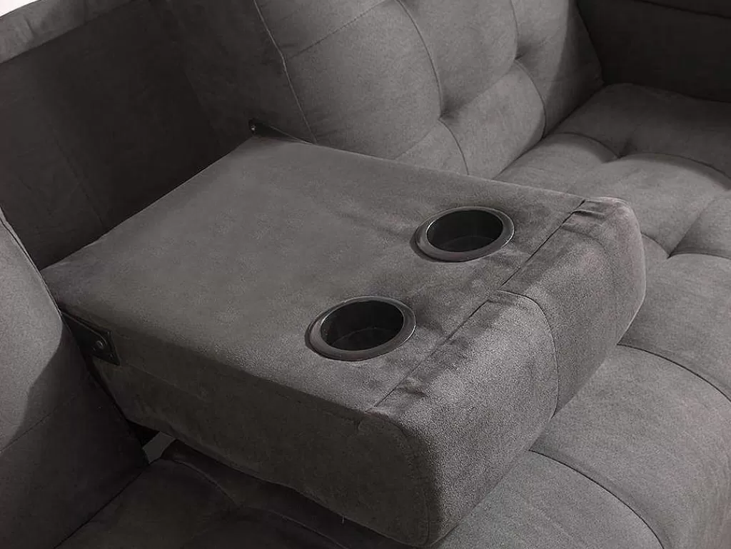 Sofá Cama Clic-Clac E Dobravel*Vente-unique Sofá Cama Clic Clac De 3 Lugares Em Microfibra Com Mesinha De Centro Rebatível Cinzento - Devonshire