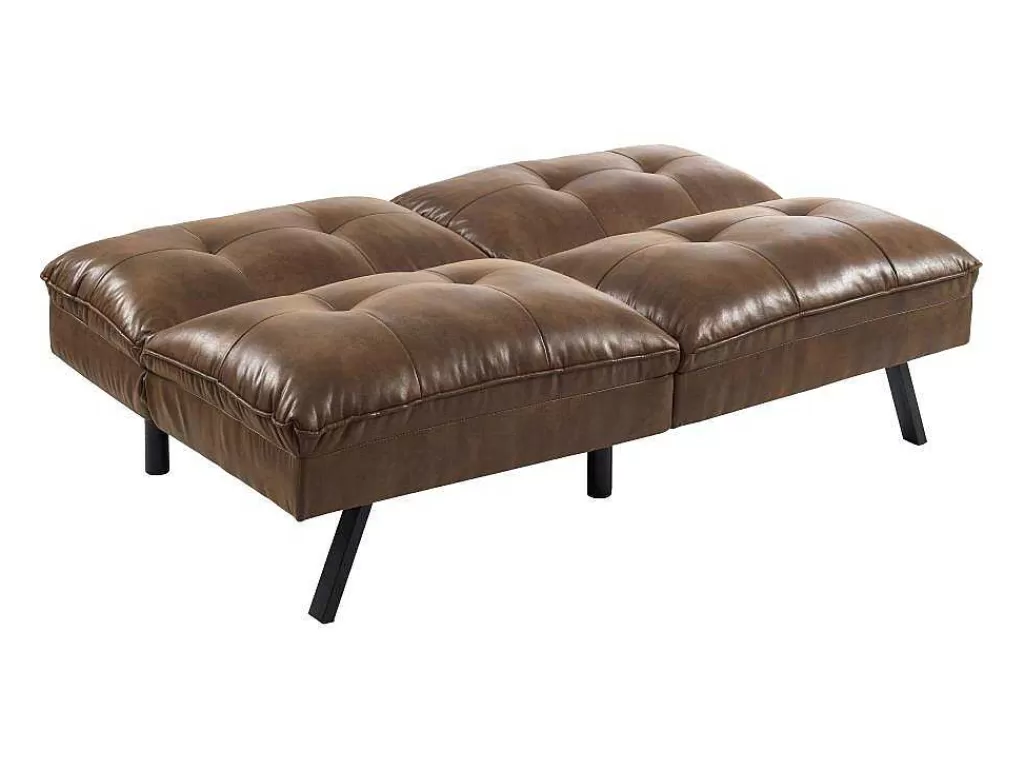 Sofá Cama Clic-Clac E Dobravel*Vente-unique Sofá Cama Clic Clac De 3 Lugares Em Microfibra Envelhecida Castanho - Pegula