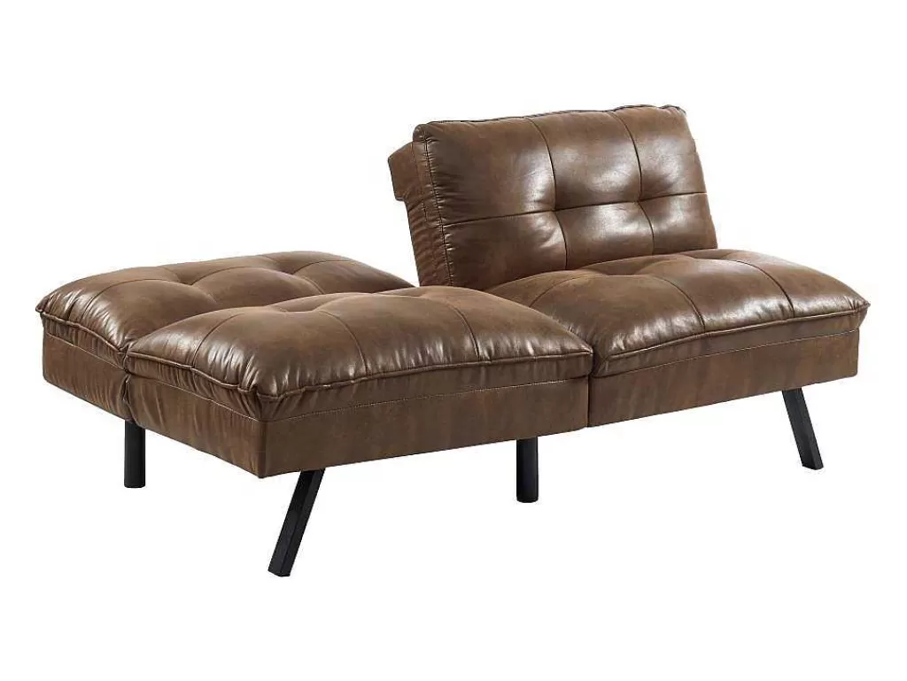 Sofá Cama Clic-Clac E Dobravel*Vente-unique Sofá Cama Clic Clac De 3 Lugares Em Microfibra Envelhecida Castanho - Pegula