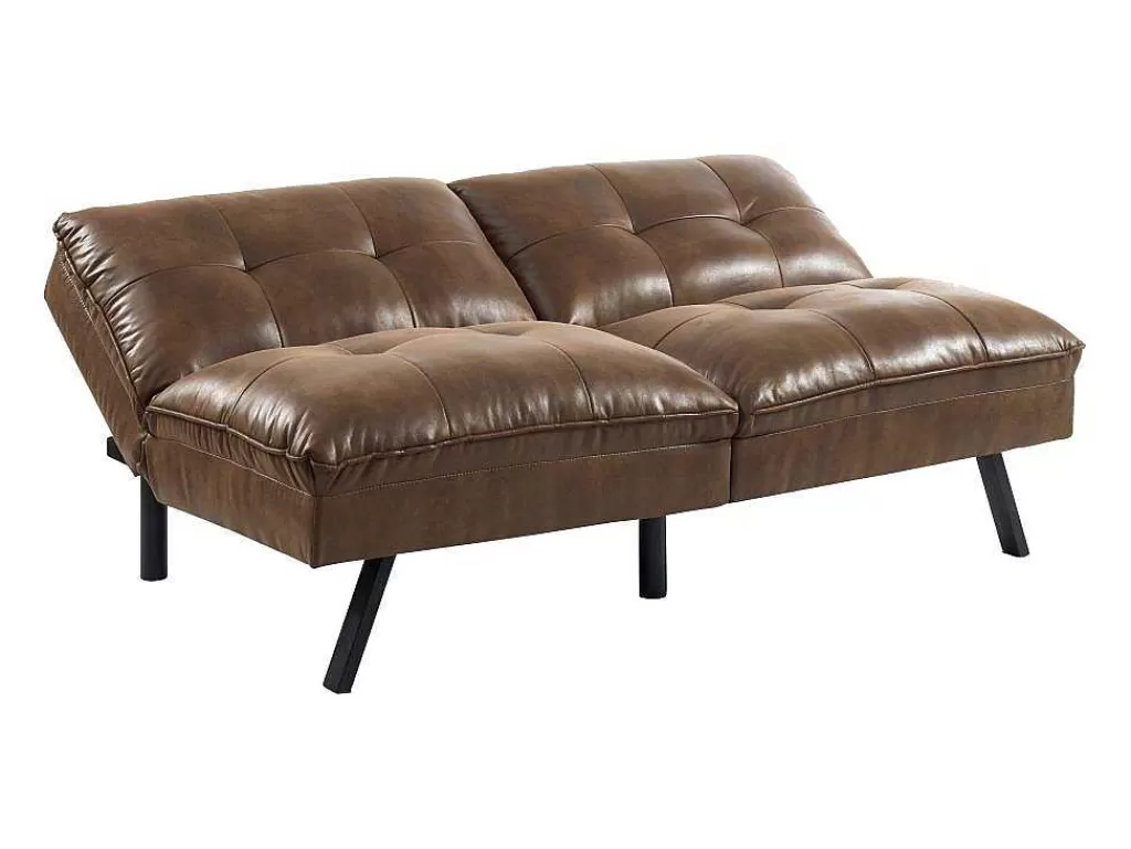 Sofá Cama Clic-Clac E Dobravel*Vente-unique Sofá Cama Clic Clac De 3 Lugares Em Microfibra Envelhecida Castanho - Pegula