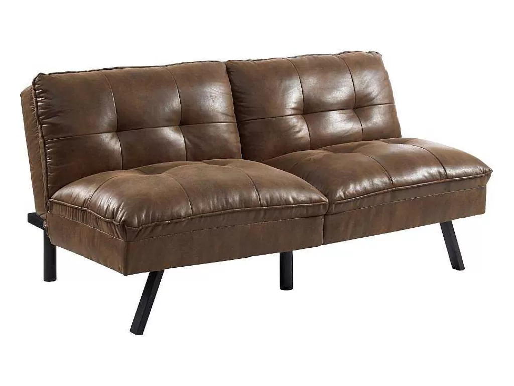 Sofá Cama Clic-Clac E Dobravel*Vente-unique Sofá Cama Clic Clac De 3 Lugares Em Microfibra Envelhecida Castanho - Pegula