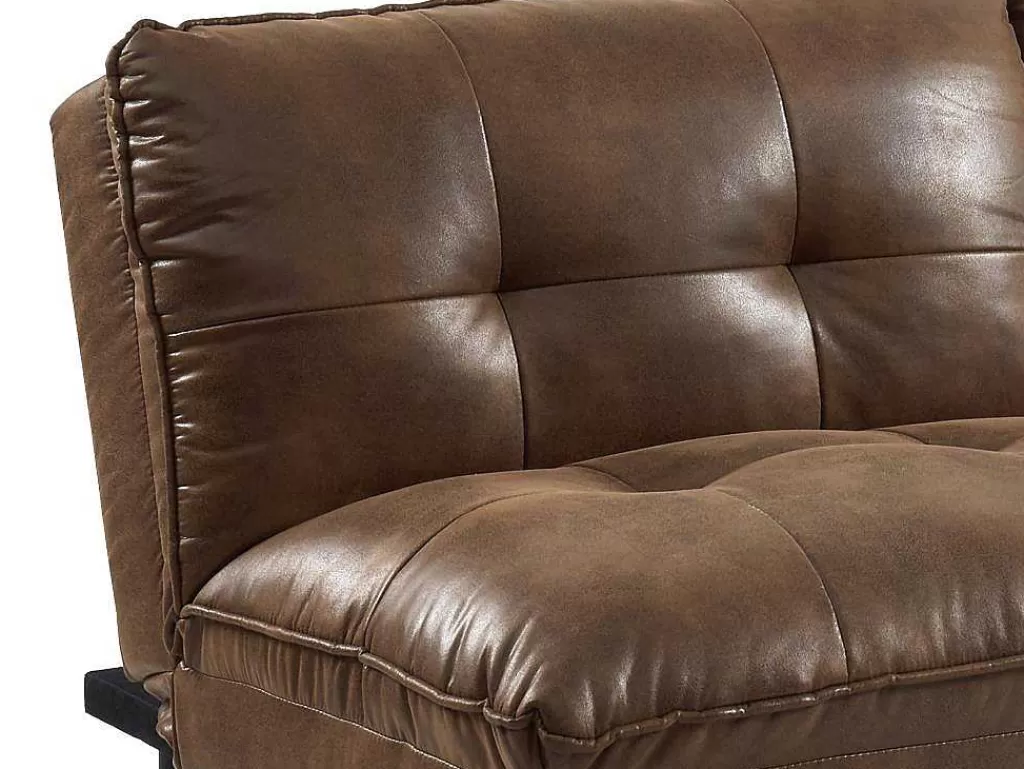 Sofá Cama Clic-Clac E Dobravel*Vente-unique Sofá Cama Clic Clac De 3 Lugares Em Microfibra Envelhecida Castanho - Pegula