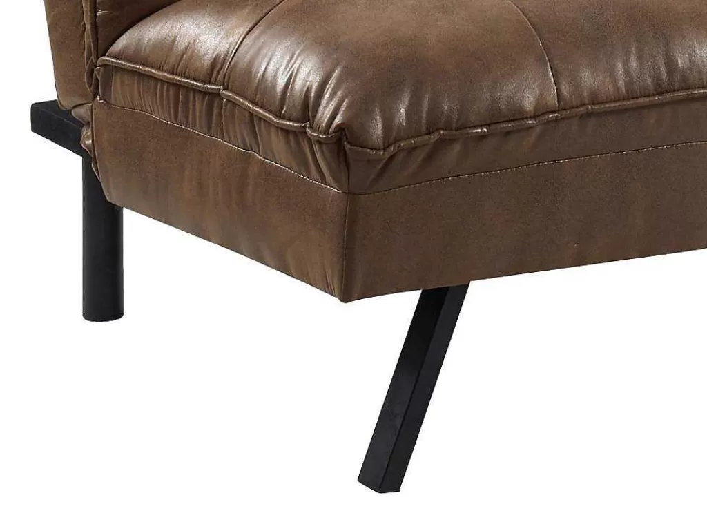 Sofá Cama Clic-Clac E Dobravel*Vente-unique Sofá Cama Clic Clac De 3 Lugares Em Microfibra Envelhecida Castanho - Pegula