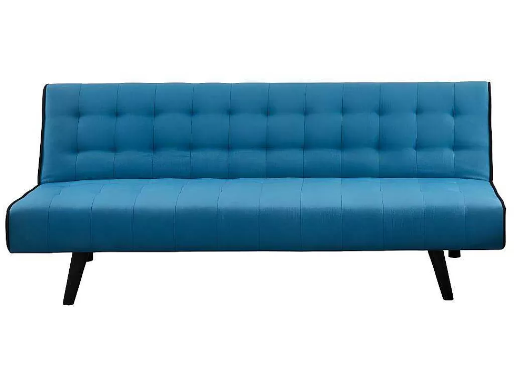 Sofá Cama Clic-Clac E Dobravel*Vente-unique Sofá Cama Clic Clac De 3 Lugares Em Tecido Azul E Contornos Pretos - Bayou