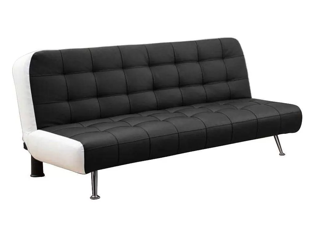 Sofá Cama Clic-Clac E Dobravel*Vente-unique Sofá Cama Clic Clac E Pufe De Pele Sintética Preto - Murni