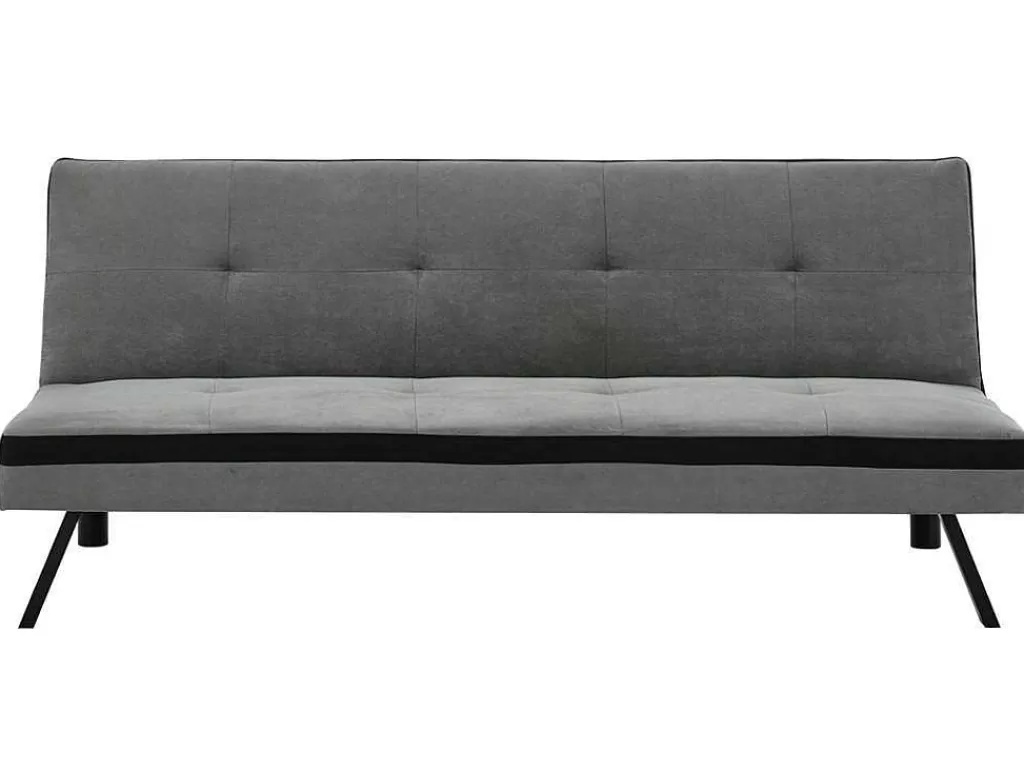 Sofá Cama Clic-Clac E Dobravel*Vente-unique Sofá Cama Clic Clac Em Tecido Cinzento E Faixa Em Preto - Skala