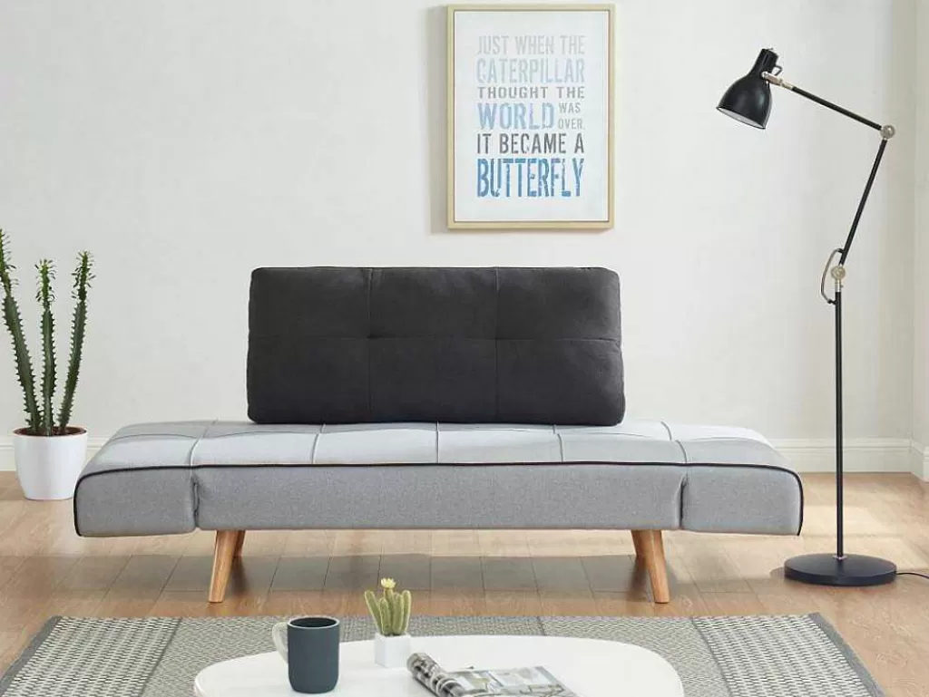 Sofá Cama Clic-Clac E Dobravel*Vente-unique Sofá Cama Clic Clac Em Tecido Cor Cinza Claro E Antracite - Ebaty Ii