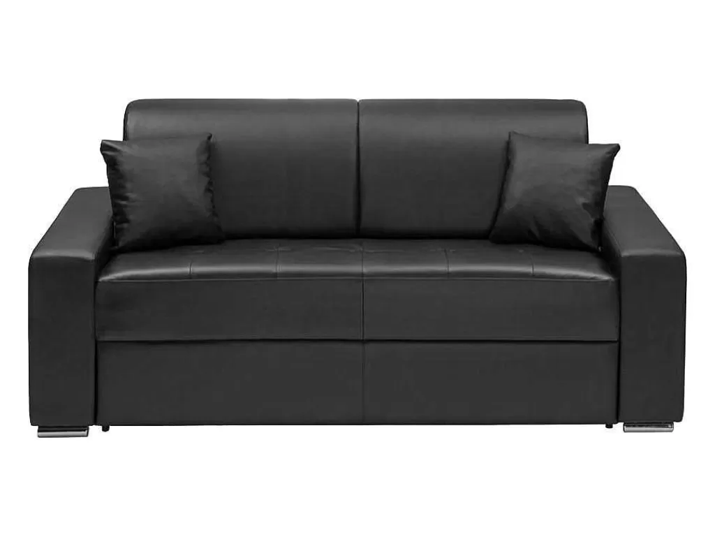 Sofá Cama De Abertura Rapida*Vente-unique Sofá Cama De 3 Lugares Abertura Facil Em Pele Sintética Preto - Emir