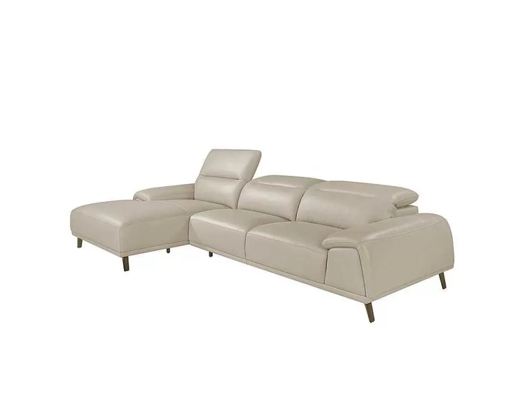 Sofá De Canto*Angel Cerda Sofá Chaise Longue Em Couro De Vaca Cinzento Taupe 6149