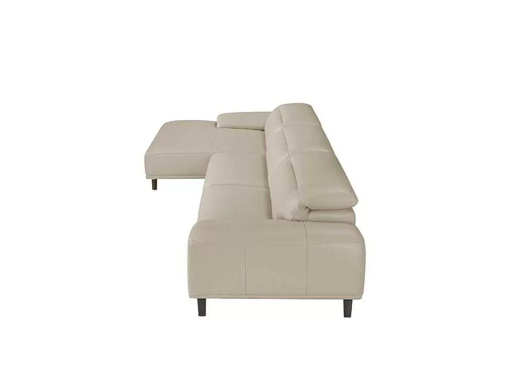 Sofá De Canto*Angel Cerda Sofá Chaise Longue Em Couro De Vaca Cinzento Taupe 6149