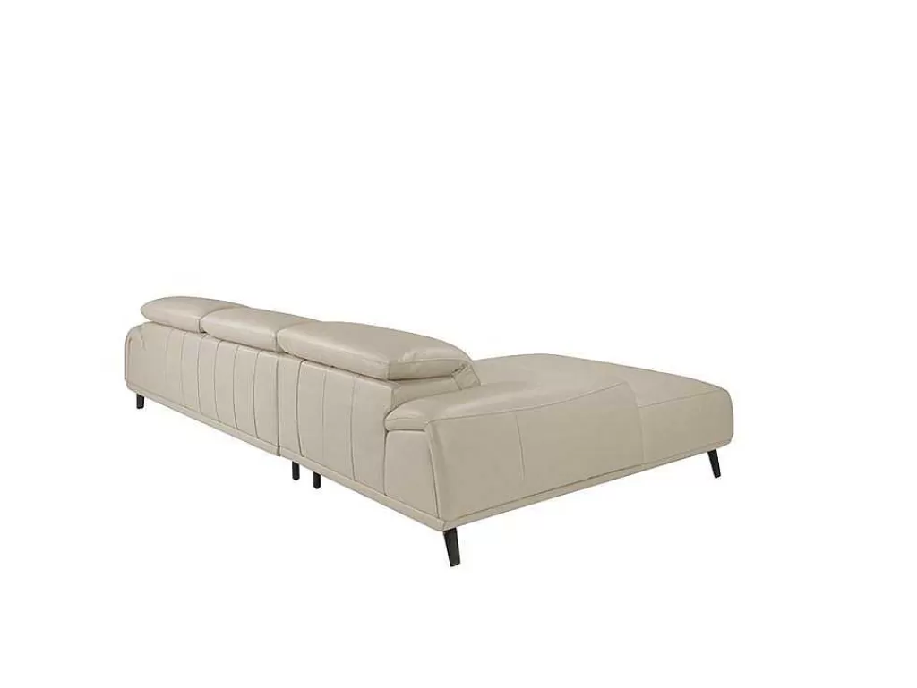 Sofá De Canto*Angel Cerda Sofá Chaise Longue Em Couro De Vaca Cinzento Taupe 6149