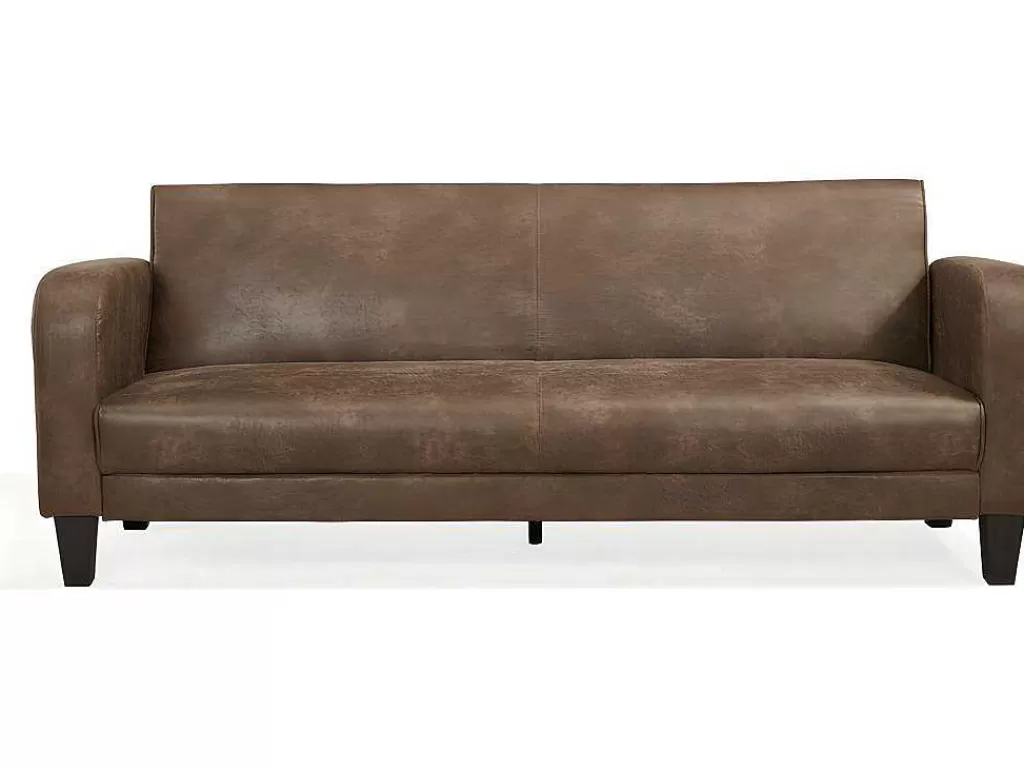 Sofá Cama Clic-Clac E Dobravel*Vente-unique Sofá Club De 3 Lugares Convertivel Em Cama Em Microfibra Imitacao Pele Envelhecida - Inicio
