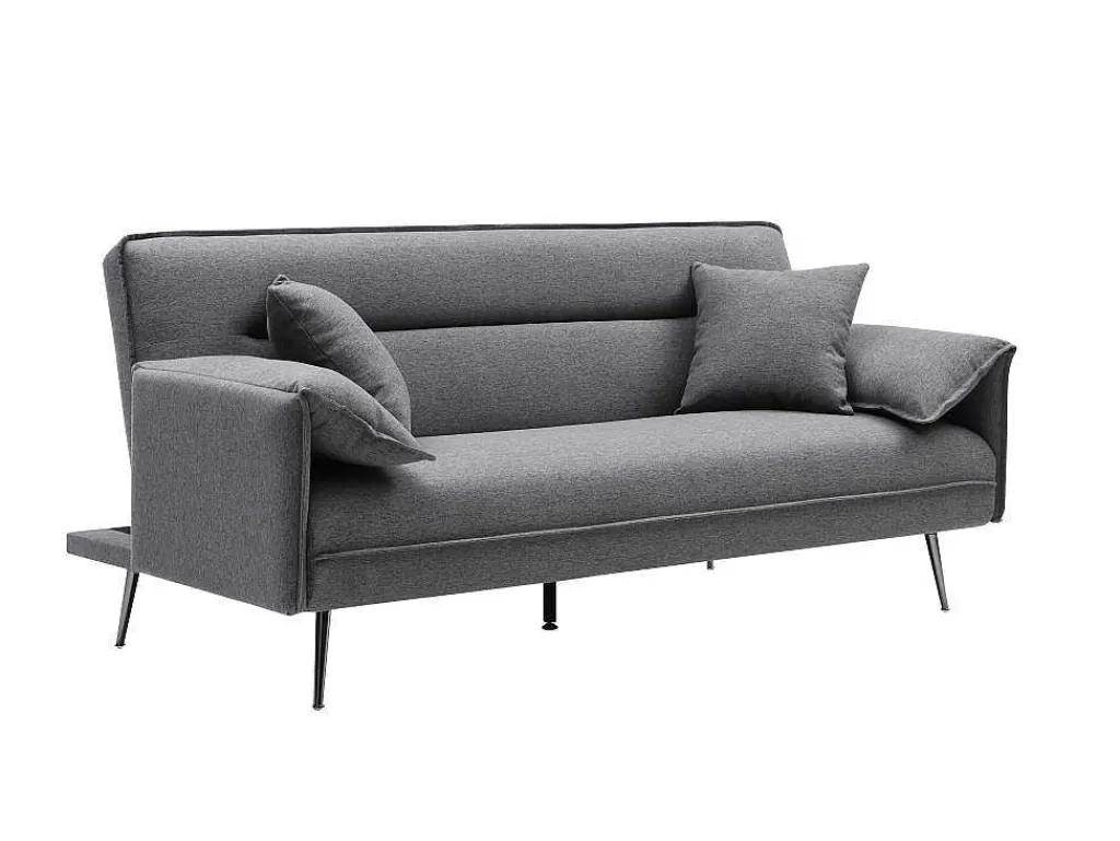 Sofá Cama Clic-Clac E Dobravel*Vente-unique Sofá Convertivel De 3 Lugares Clic-Clac Em Tecido Antracite - Fusano