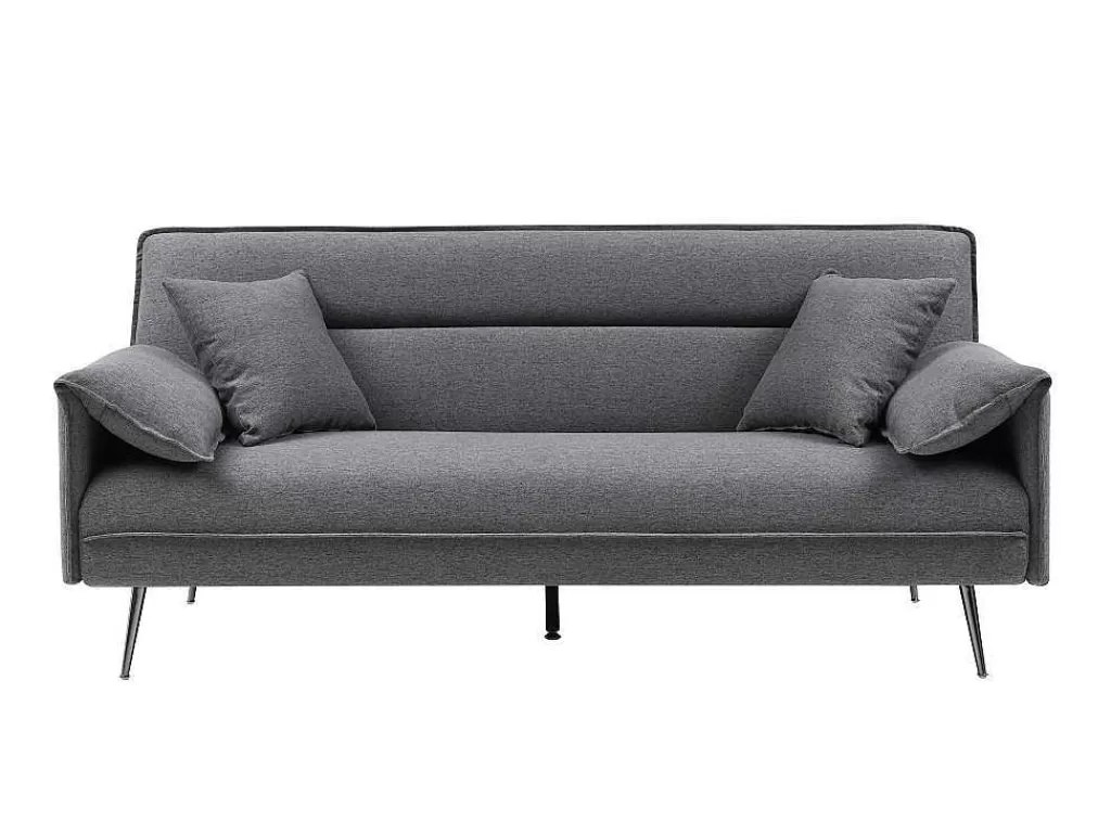 Sofá Cama Clic-Clac E Dobravel*Vente-unique Sofá Convertivel De 3 Lugares Clic-Clac Em Tecido Antracite - Fusano
