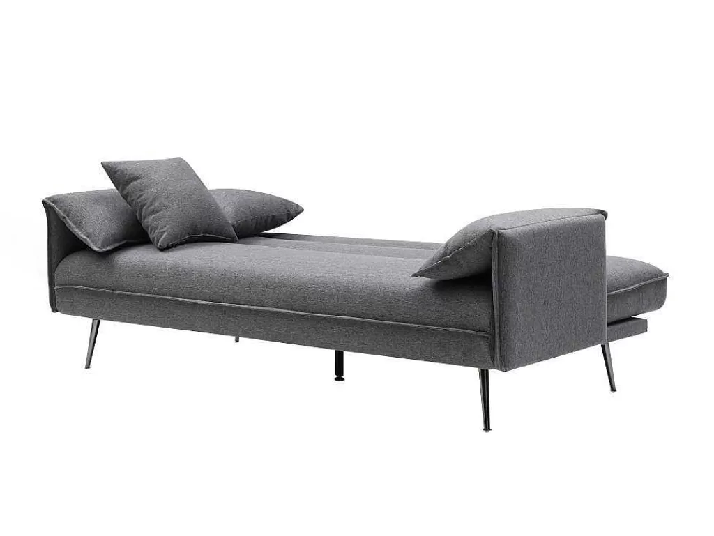 Sofá Cama Clic-Clac E Dobravel*Vente-unique Sofá Convertivel De 3 Lugares Clic-Clac Em Tecido Antracite - Fusano